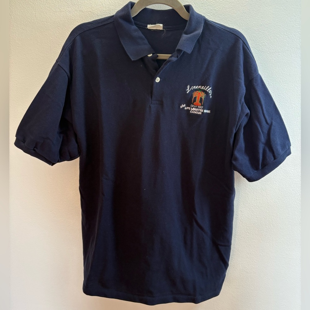 Loreneillo’s Lobster Cancun Mexico Blue Polo Shirt L